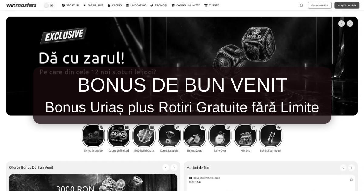 Winmasters bonus până la 500 RON | Accesează site-ul oficial